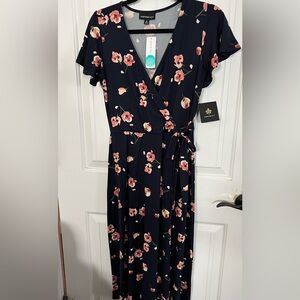 Fortune + Ivy Navy Floral Midi Dress